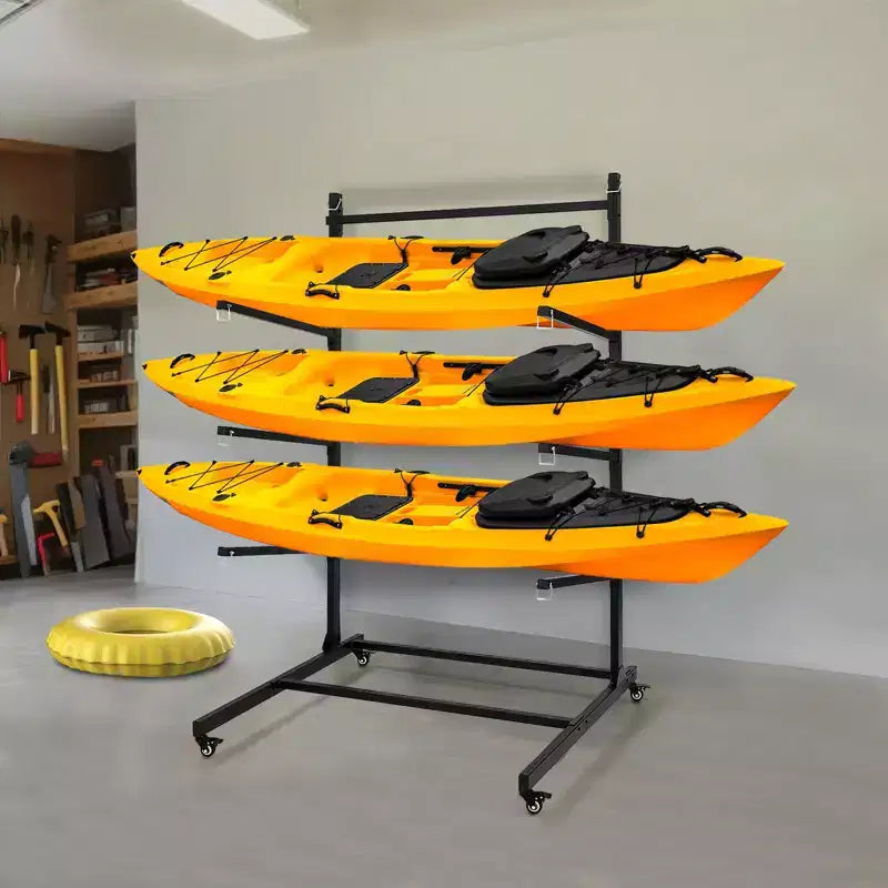 Kayak Storage Rack Heavy Duty Kayak Racks for Outdoor Storage Freestanding Kayak Storage Rack with Wheels for Kayaks Canoes
