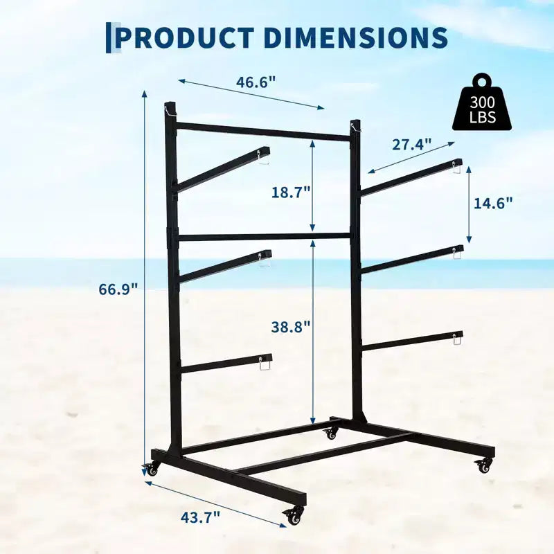 Support de rangement pour kayak Robuste Supports de kayak pour rangement extérieur Support de rangement pour kayak autoportant avec roues pour kayaks canoës