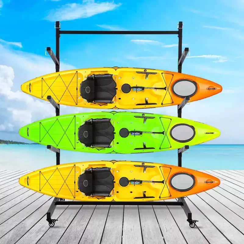 Support de rangement pour kayak Robuste Supports de kayak pour rangement extérieur Support de rangement pour kayak autoportant avec roues pour kayaks canoës
