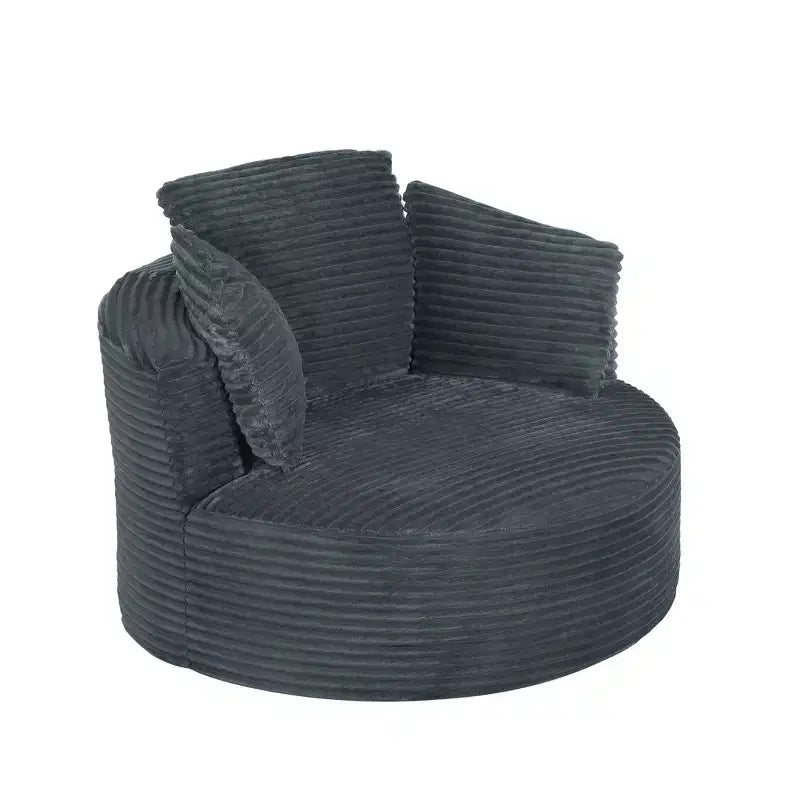 Chaise ronde rembourrée en velours côtelé contemporaine