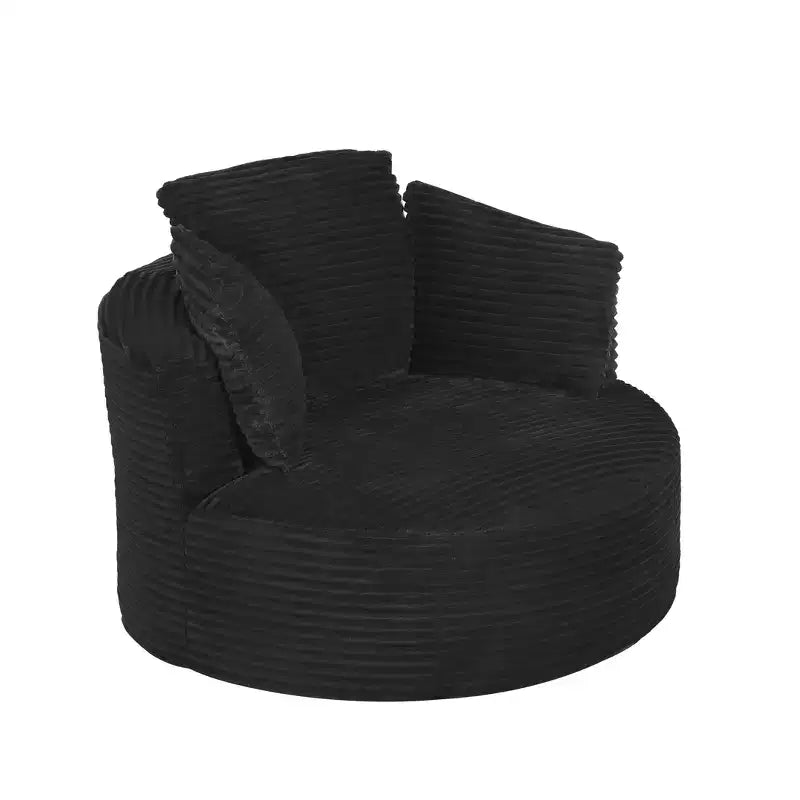 Chaise ronde rembourrée en velours côtelé contemporaine