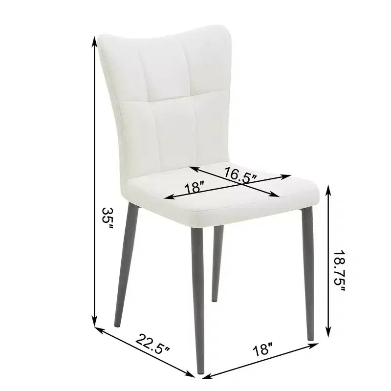 Lot de 2 chaises de salle à manger à dossier haut en cuir PU rembourrées, sans accoudoirs avec assise rembourrée, structure en fer et design ergonomique