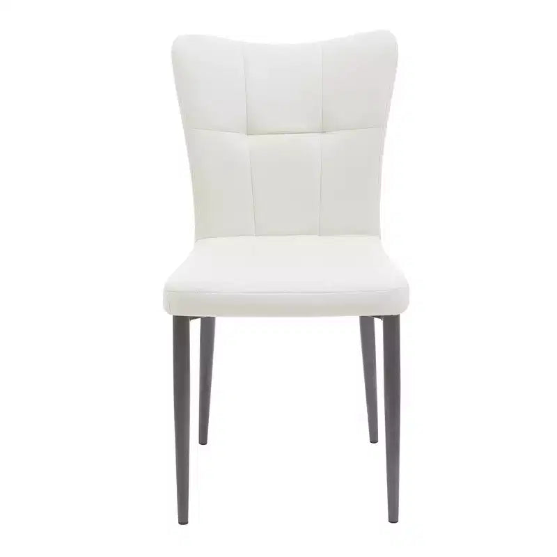 Lot de 2 chaises de salle à manger à dossier haut en cuir PU rembourrées, sans accoudoirs avec assise rembourrée, structure en fer et design ergonomique