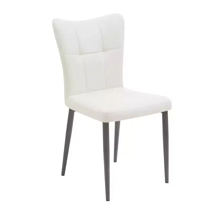 Lot de 2 chaises de salle à manger à dossier haut en cuir PU rembourrées, sans accoudoirs avec assise rembourrée, structure en fer et design ergonomique