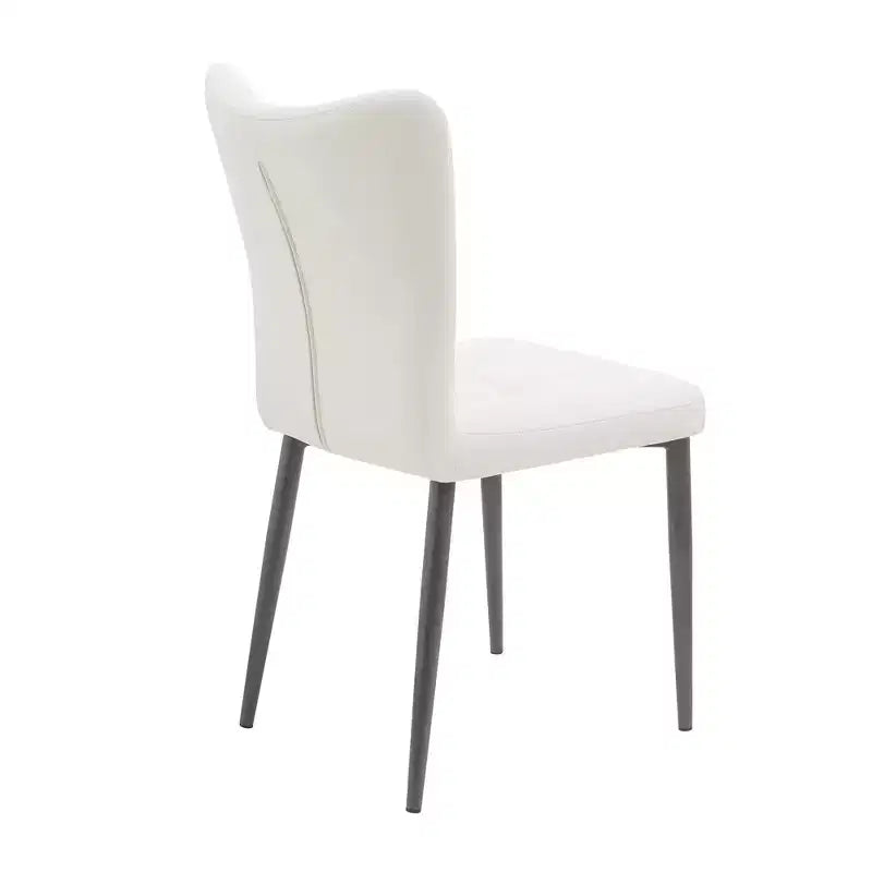 Lot de 2 chaises de salle à manger à dossier haut en cuir PU rembourrées, sans accoudoirs avec assise rembourrée, structure en fer et design ergonomique