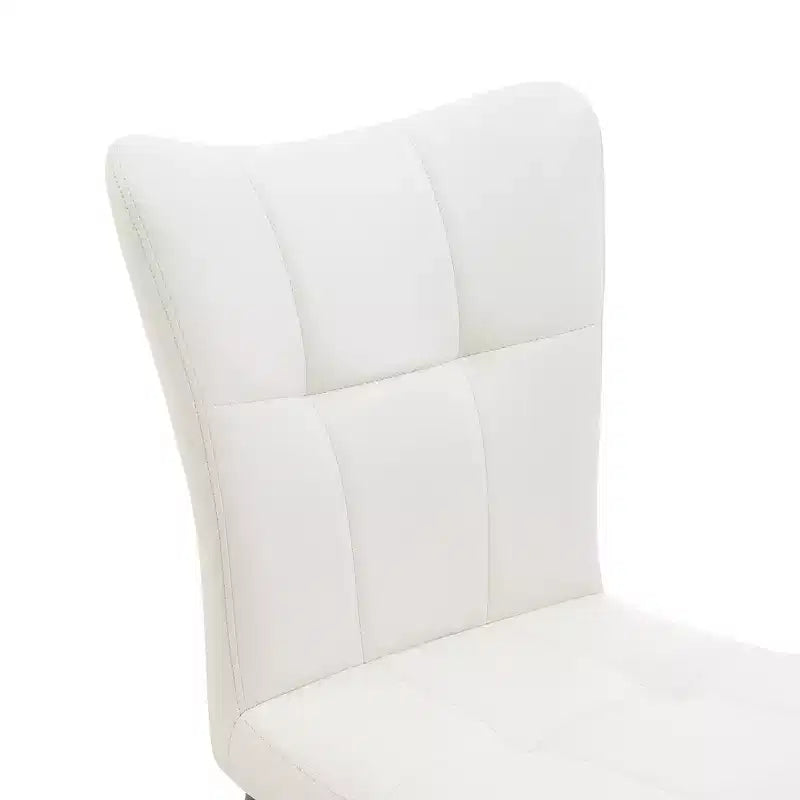 Lot de 2 chaises de salle à manger à dossier haut en cuir PU rembourrées, sans accoudoirs avec assise rembourrée, structure en fer et design ergonomique