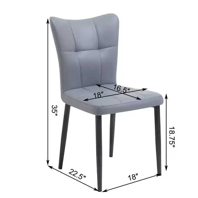 Lot de 2 chaises de salle à manger à dossier haut en cuir PU rembourrées, sans accoudoirs avec assise rembourrée, structure en fer et design ergonomique
