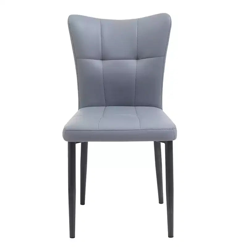 Lot de 2 chaises de salle à manger à dossier haut en cuir PU rembourrées, sans accoudoirs avec assise rembourrée, structure en fer et design ergonomique