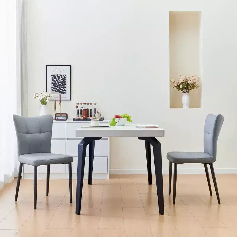 Set of 2 High-Back Dining Chairs PU Leather Upholstered Dinner Chairs Armless Chairs with Padded Seat Iron Frame & Ergonomic Design - Modernluxe