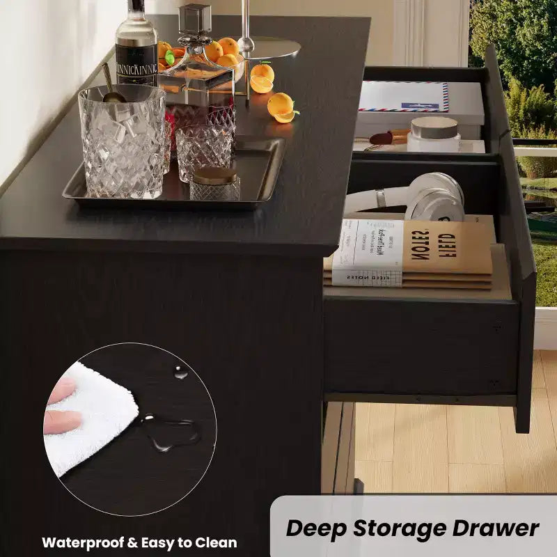 Commode à 8 tiroirs pour chambre à coucher, avec tiroirs profonds, grande commode double pour placard avec plateau large, commode horizontale en bois