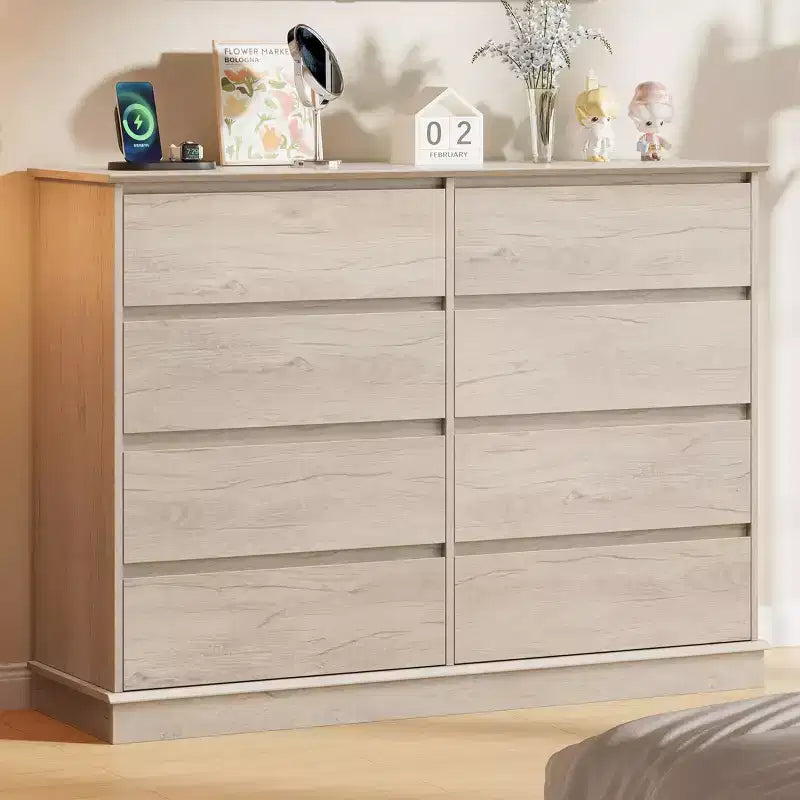8 Drawer Dressers for Bedroom Chest of Drawers with Deep Drawers Large Double Dresser for Closet with Wide Top Horizontal Wooden Dresser