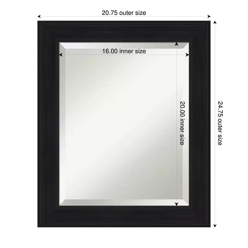 Miroir mural biseauté noir pour salle de bain