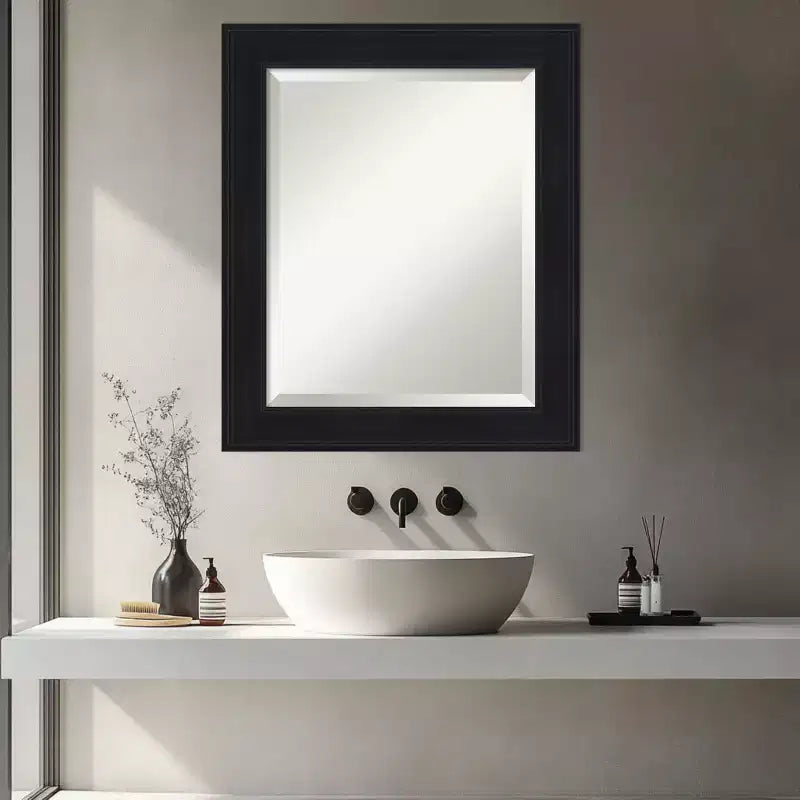 Miroir mural biseauté noir pour salle de bain