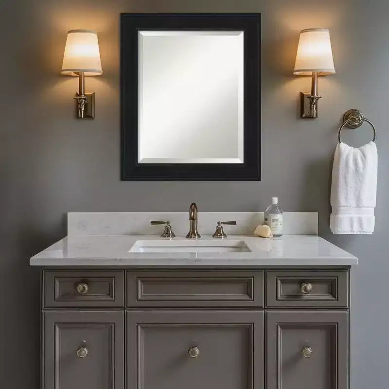 Miroir mural biseauté noir pour salle de bain