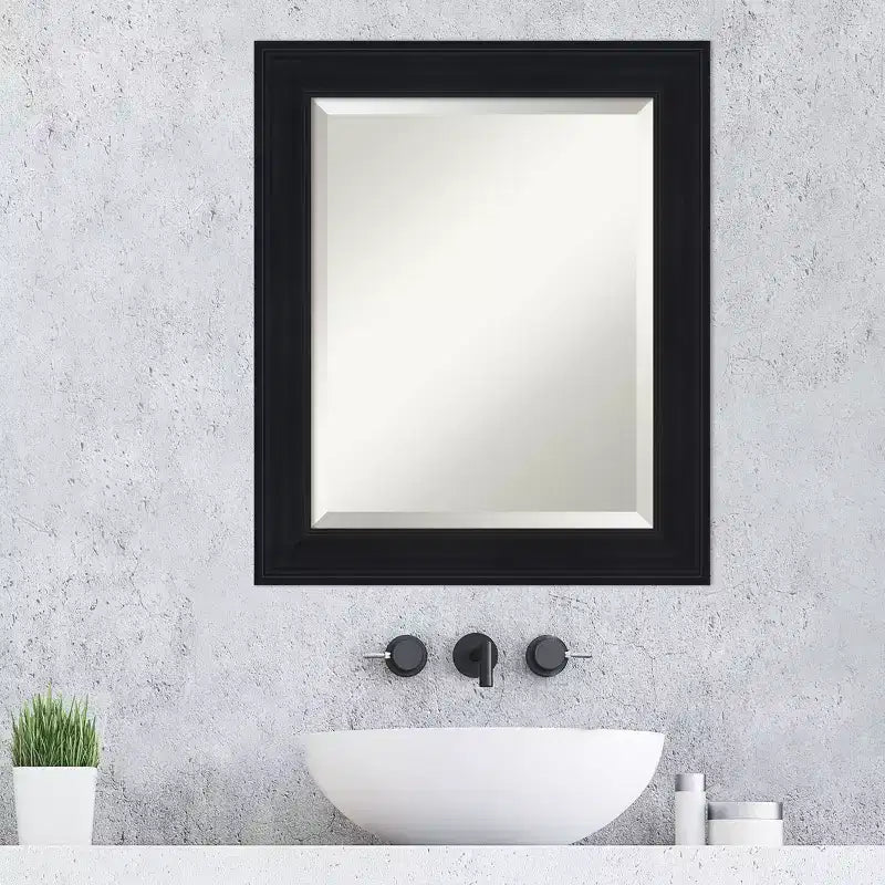 Miroir mural biseauté noir pour salle de bain