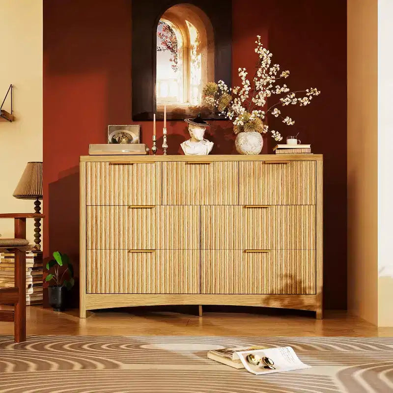 7 Drawer Wooden Dresser with Smooth-Glide Drawers Modern Storage Solution for Bedrooms Living Rooms and Hallways