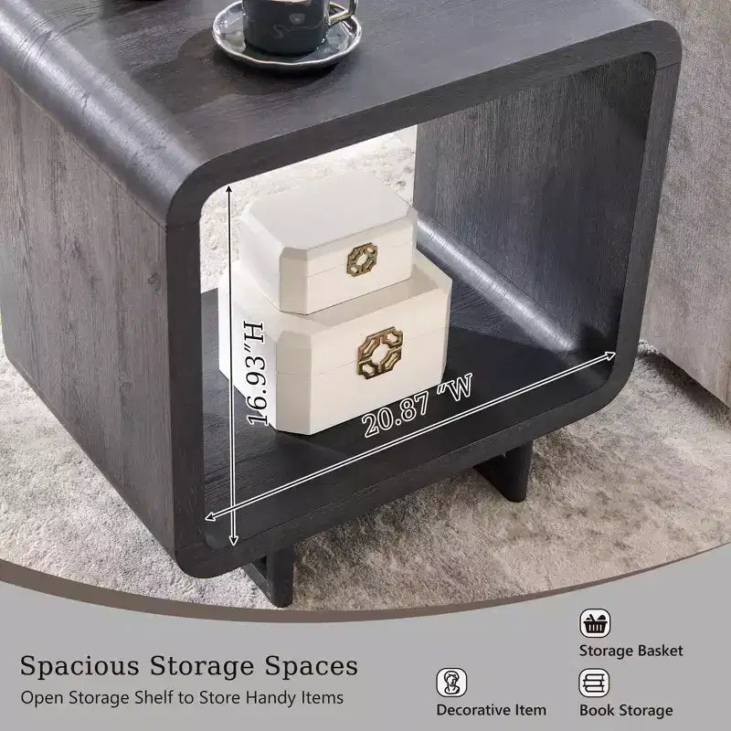 Table d'appoint avec station de recharge 23,6" Table de chevet en bois avec rangement à étagères ouvertes Table d'appoint moderne pour salon et chambre à coucher