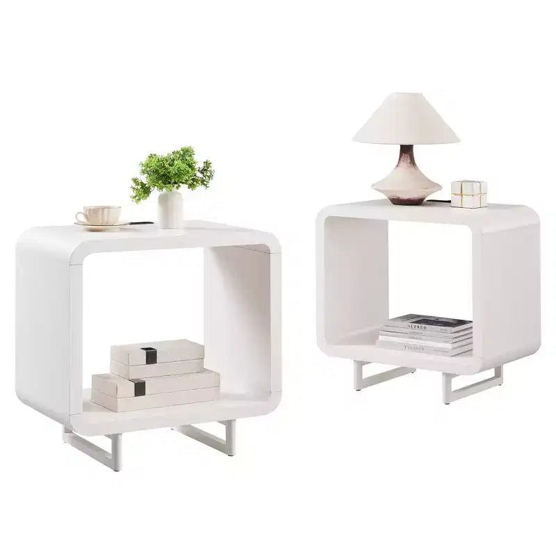 Table d'appoint avec station de recharge 23,6" Table de chevet en bois avec rangement à étagères ouvertes Table d'appoint moderne pour salon et chambre à coucher