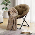 COZONY Comfy Folding Saucer Chair Cozy Faux Fur Lounge Chair with Soft Thick Padded Seat & Metal Frame Modern Accent Chair for Living Room Bedroom
