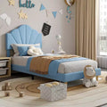 Twin XL Bed Frame Velvet Upholstered Platform Bed Frame with Height Adjustable Headboard Wood Slat Support Easy to Assemble No Box Spring Needed