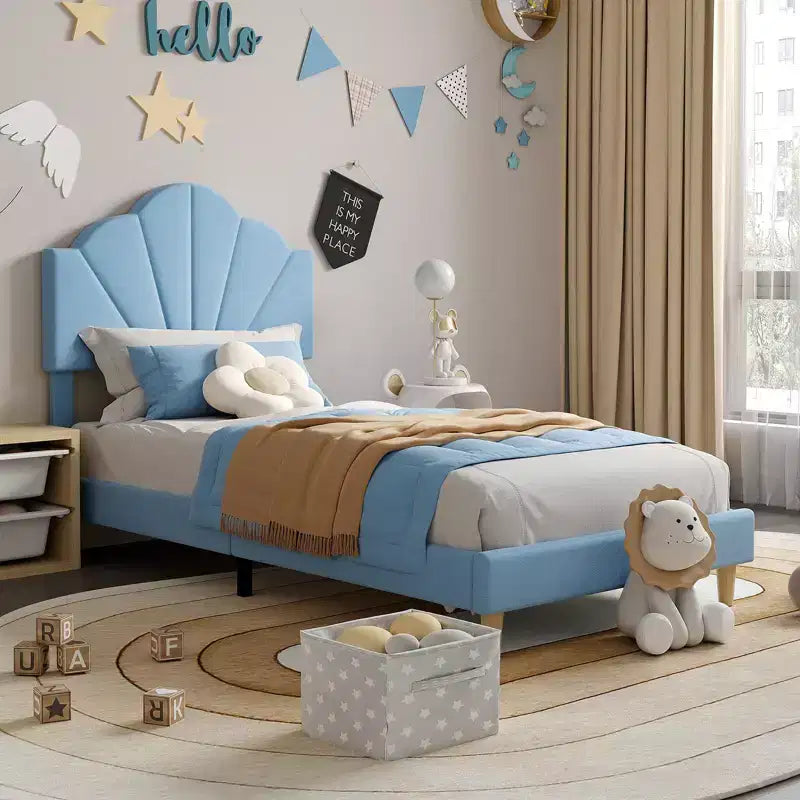 Twin XL Bed Frame Velvet Upholstered Platform Bed Frame with Height Adjustable Headboard Wood Slat Support Easy to Assemble No Box Spring Needed