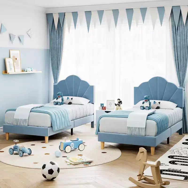 Cadre de lit plateforme en velours pour enfants