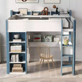 GDFStudio Carllyle Space-Saving Full Size Wood Loft Bed with Built-in Desk and Storage Shelves