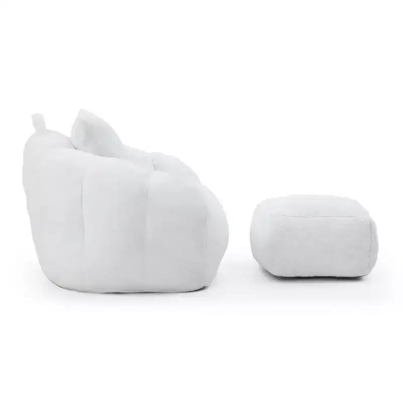 Fauteuil poire moderne en fausse fourrure avec ottoman