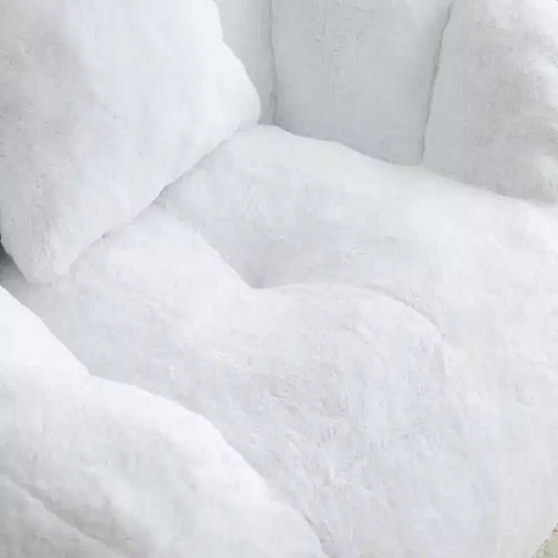 Fauteuil poire moderne en fausse fourrure avec ottoman