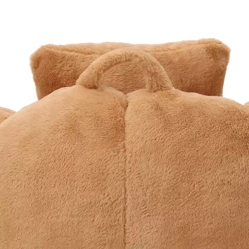 Fauteuil poire moderne en fausse fourrure avec ottoman