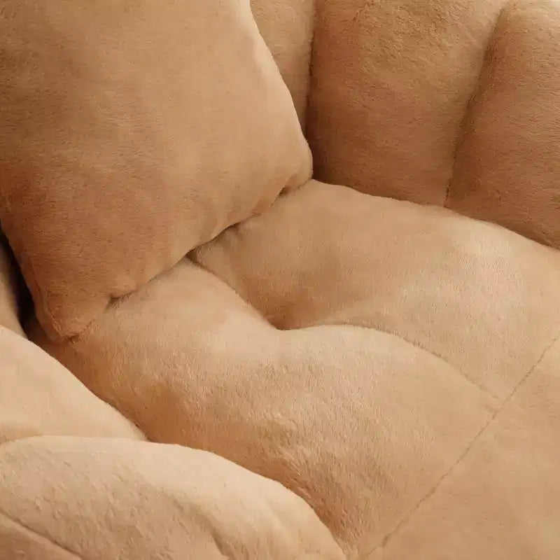 Fauteuil poire moderne en fausse fourrure avec ottoman
