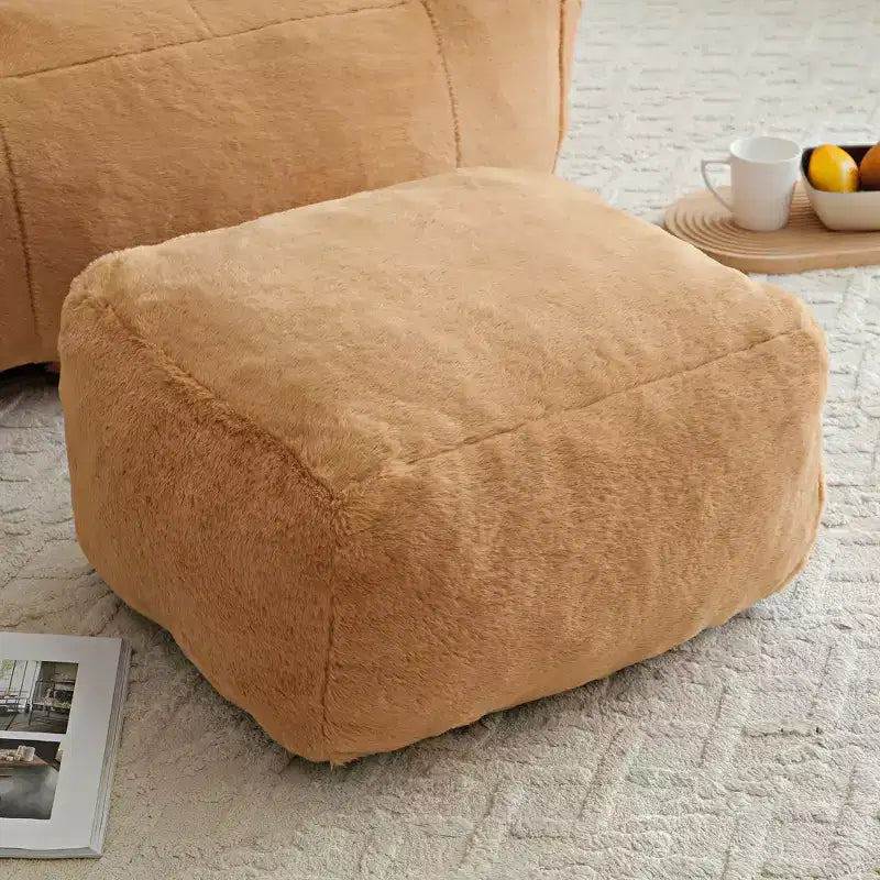 Fauteuil poire moderne en fausse fourrure avec ottoman