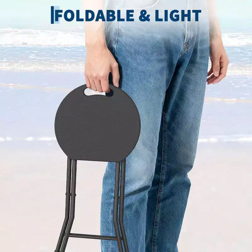 Lot de 2 tabourets pliants avec poignée, pieds antidérapants, capacité de 272 kg, tabouret pliable intérieur et extérieur pour adultes, dortoir, cuisine, coiffeuse