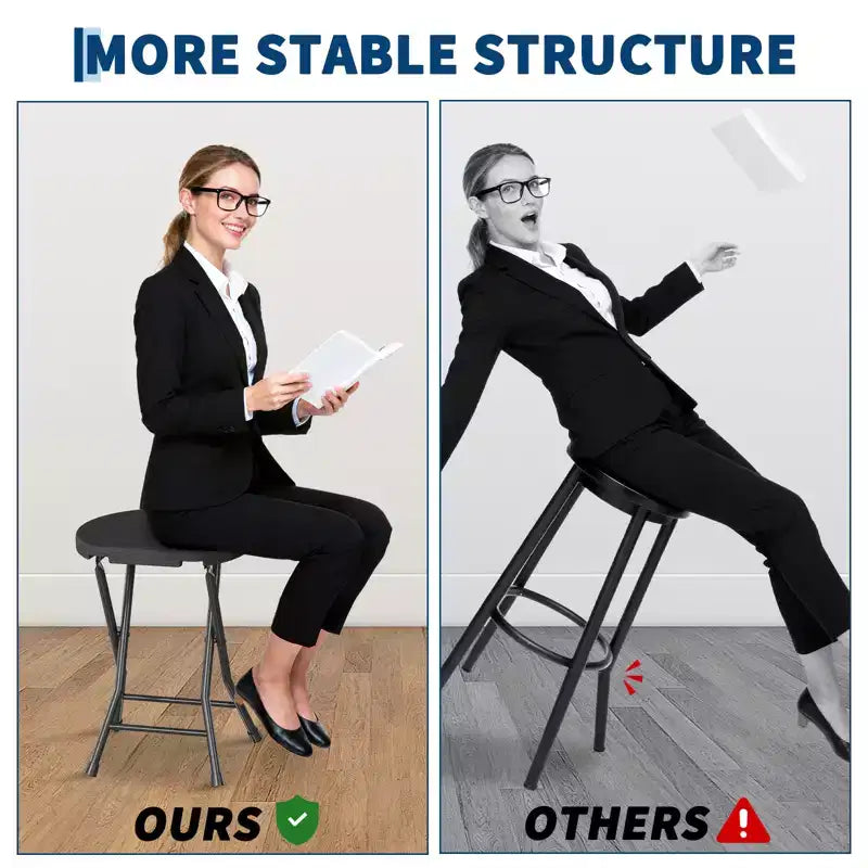 Lot de 2 tabourets pliants avec poignée, pieds antidérapants, capacité de 272 kg, tabouret pliable intérieur et extérieur pour adultes, dortoir, cuisine, coiffeuse