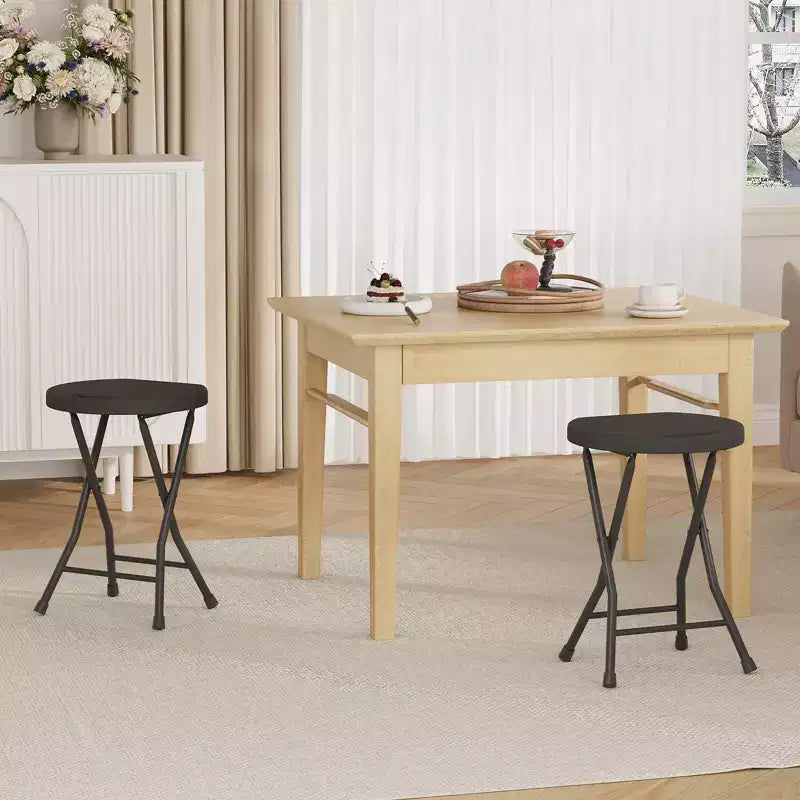 Lot de 2 tabourets pliants avec poignée, pieds antidérapants, capacité de 272 kg, tabouret pliable intérieur et extérieur pour adultes, dortoir, cuisine, coiffeuse