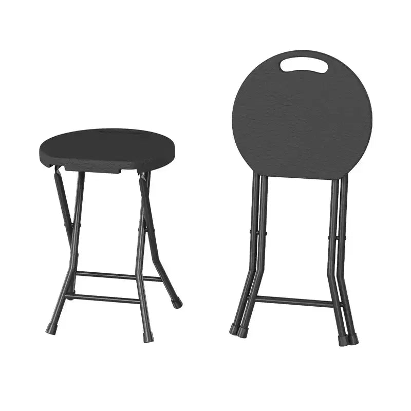 Lot de 2 tabourets pliants avec poignée, pieds antidérapants, capacité de 272 kg, tabouret pliable intérieur et extérieur pour adultes, dortoir, cuisine, coiffeuse