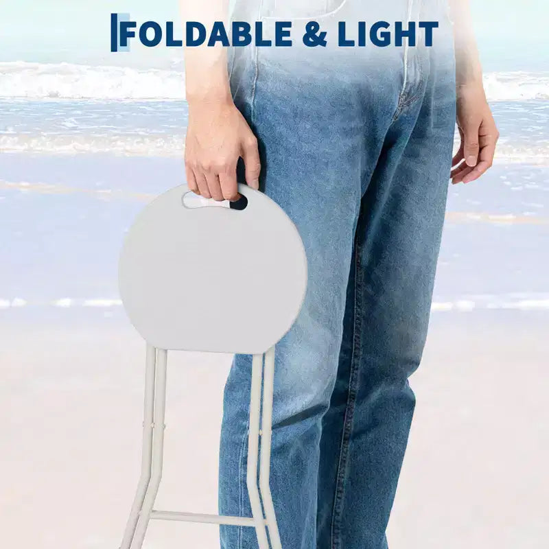 Lot de 2 tabourets pliants avec poignée, pieds antidérapants, capacité de 272 kg, tabouret pliable intérieur et extérieur pour adultes, dortoir, cuisine, coiffeuse