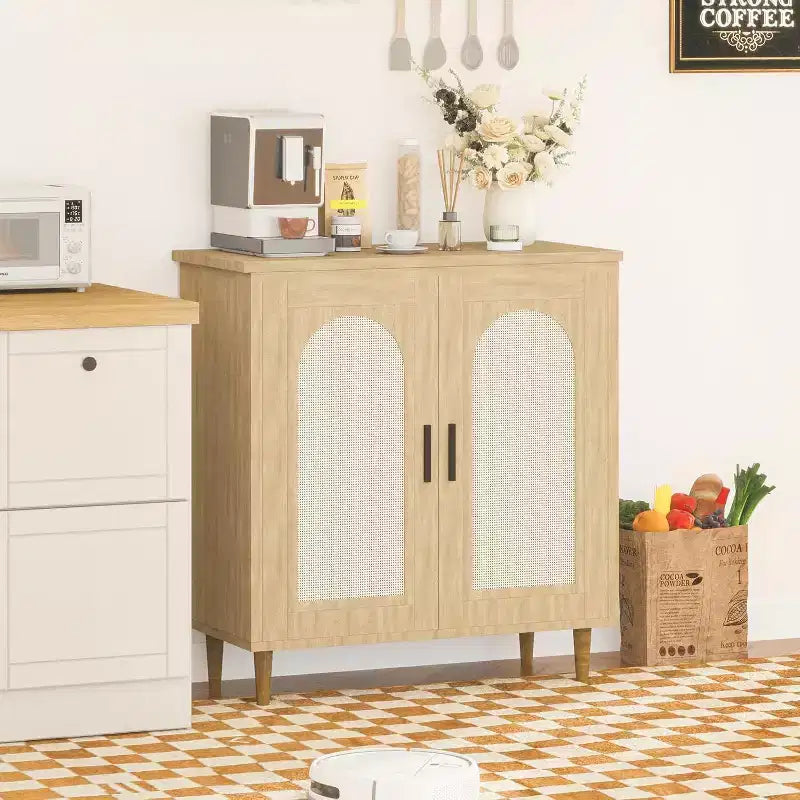Meuble Buffet avec Rangement, Desserte avec 2 Portes et Étagères Réglables (2 pièces)