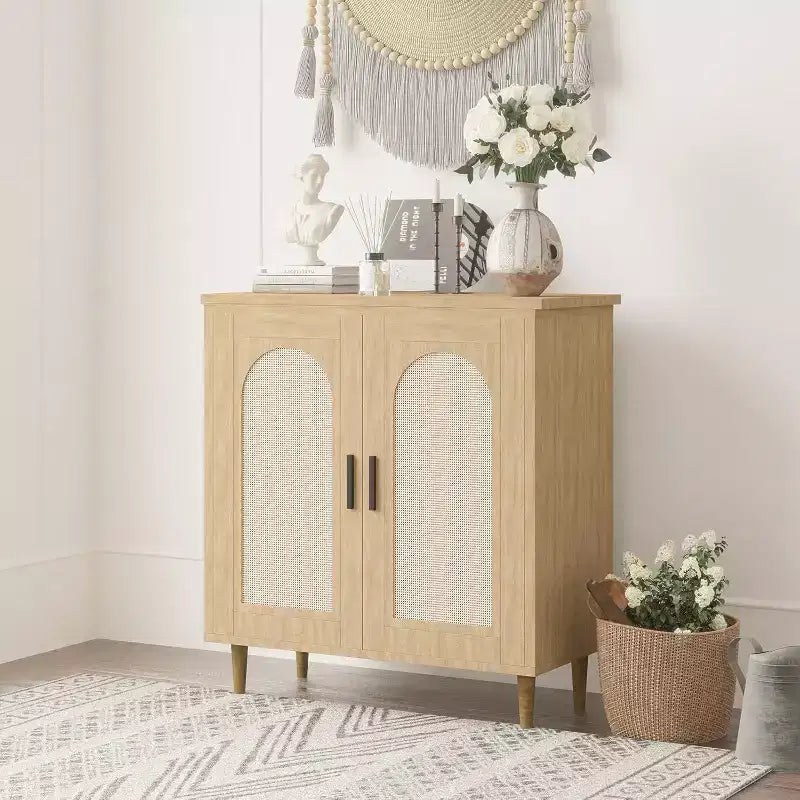 Meuble Buffet avec Rangement, Desserte avec 2 Portes et Étagères Réglables (2 pièces)