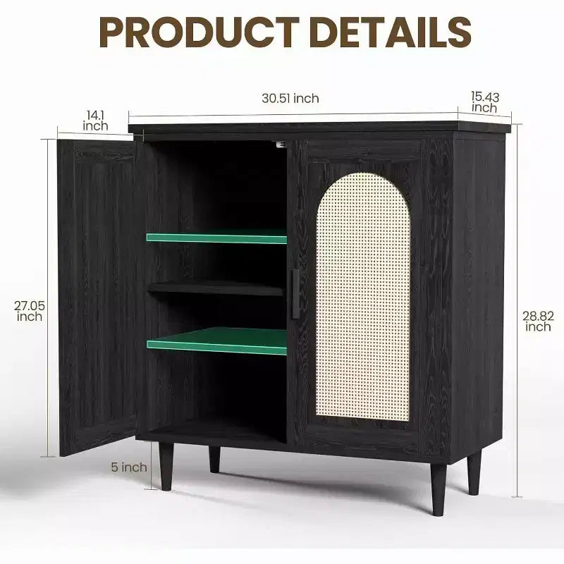 Meuble Buffet avec Rangement, Desserte avec 2 Portes et Étagères Réglables (2 pièces)