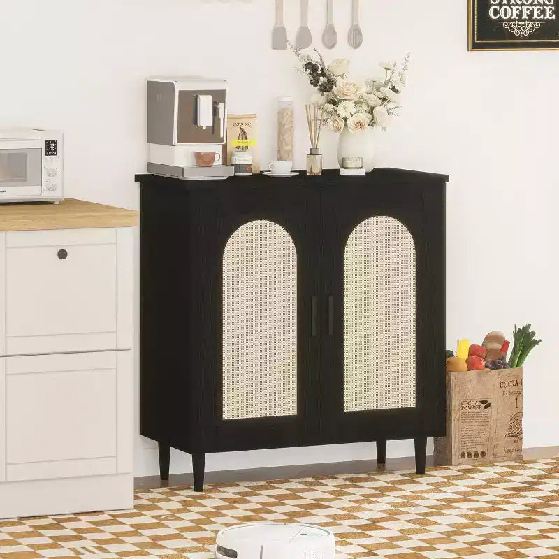 Meuble Buffet avec Rangement, Desserte avec 2 Portes et Étagères Réglables (2 pièces)