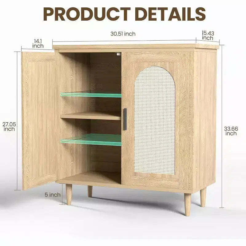 Meuble Buffet avec Rangement, Desserte avec 2 Portes et Étagères Réglables (2 pièces)