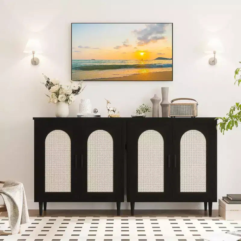 Buffet Cabinet with Storage Sideboard Cabinet with 2 Doors and Adjustable Shelves (2 PCS)