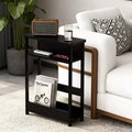 3 Tier Industrial Side Table for Small Spaces Narrow Wood End Table with Storage Shelves Slim Nightstand Bedside Furniture