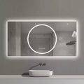 Okak Modern Rectangle Smart Wall Mirror for Bathroom Bedroom Barber Shop Large Aluminum Vanity Mirror with LED Touch Screen