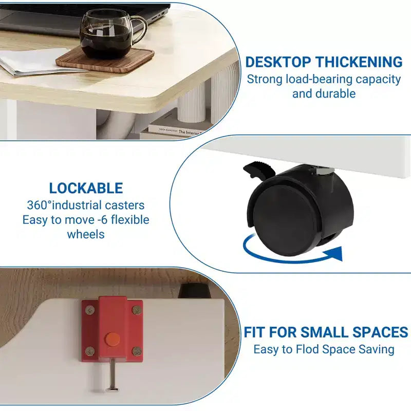 Table à manger pliante peu encombrante avec rangement à 2 niveaux - Meuble de cuisine et de bureau extensible, pliable et dépliable de forme rectangulaire