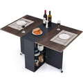 Table à manger pliante peu encombrante avec rangement à 2 niveaux - Meuble de cuisine et de bureau extensible, pliable et dépliable de forme rectangulaire
