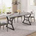 Rectangular Dining Table for 6 People Kitchen Tables with Extra Heavy Duty Metal Legs Gray