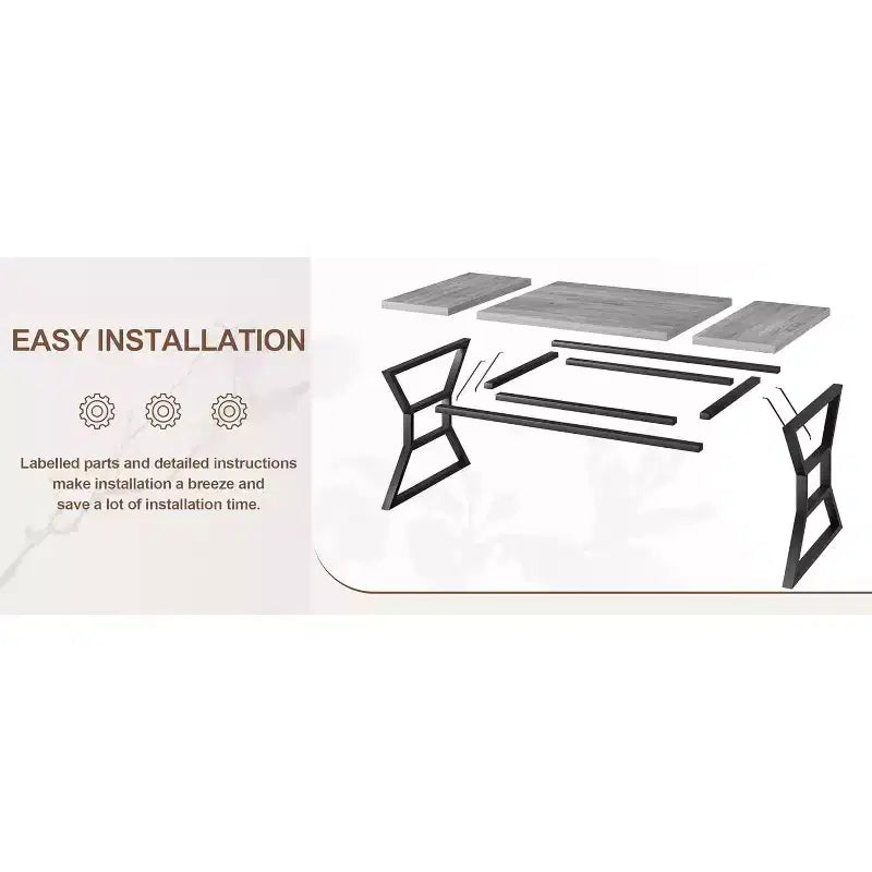 Table de salle à manger rectangulaire pour 6 personnes, tables de cuisine avec pieds en métal ultra-robustes, gris