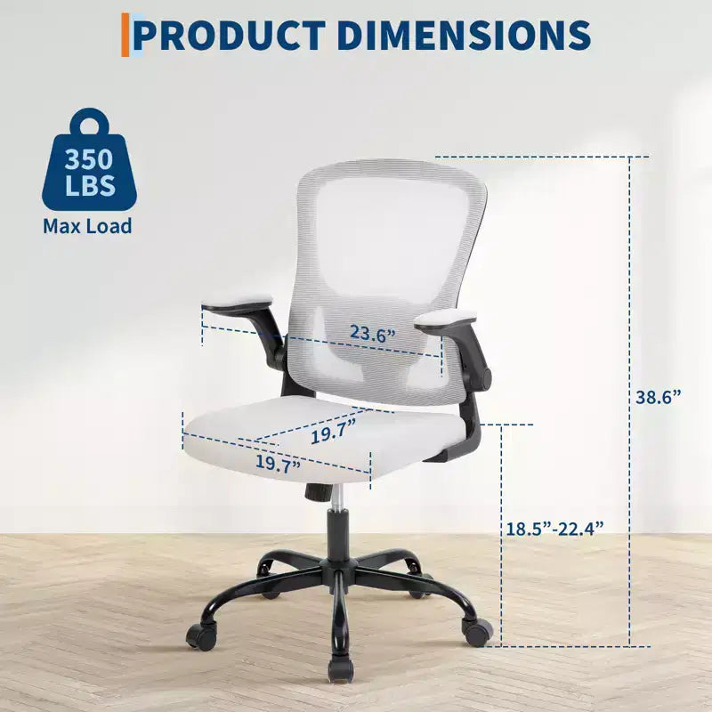Chaise de bureau ergonomique, Chaise de bureau avec support lombaire réglable, accoudoirs relevables, chaise d'ordinateur en maille, chaise de bureau pivotante à roulettes pour gamer